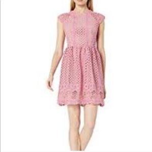Shoshanna Dusty Pink Lace Scallop Trim Dress